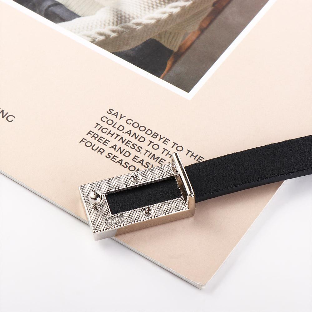 Einfaches Vintage Koreanisches Damen Hosenkleid Dekoration Ledergürtel Dünner Bund Metallschnalle