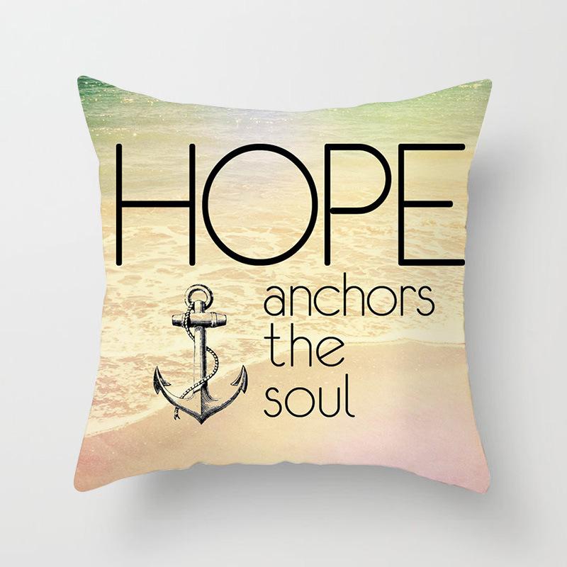 

Marine Letter Pattern Polyester Pillowcase Office Fabric Sofa Cushion Peach Leather Velvet Pillowcase 45*45cm
