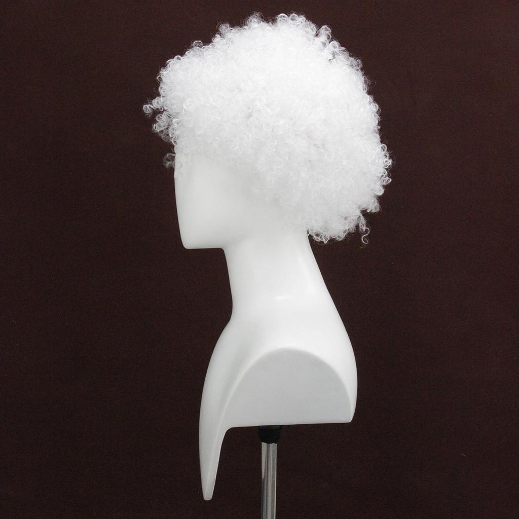 White Fluffy Small Curled Short Hair Synthetic Wig | Grandpa White Hair Clown Figure Cos Special
