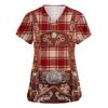 Women's V Neck Short Sleeve Work Shirt with Pockets Oktoberfest Print Top Medical Nurse Uniform Scrub Tee for Healthcare Professionals