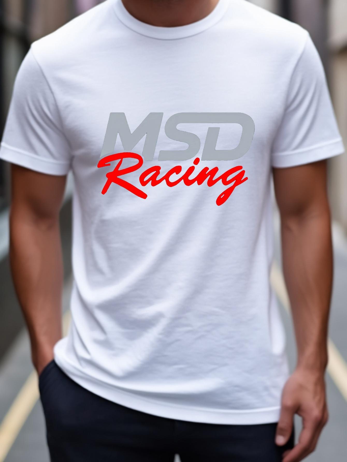 609 Cotton Blend Micro-Stretch T-shirt - Summer Casual & Sports Tee with MSD Racing Graphic Print XXXL