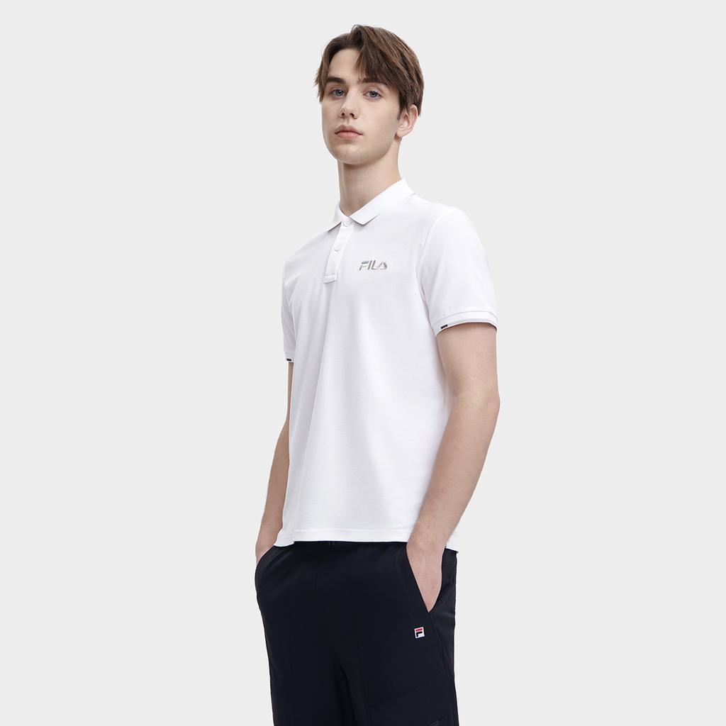 Fila Heritage Breathable Embroidered Polo Shirt Men Tops Standard-White F11M328117FWT