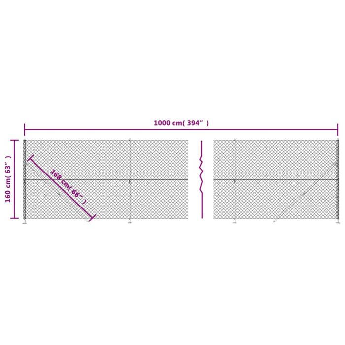VidaXL Diamond Mesh Fence with Flange, Decorative Fence Panel, Mesh Fence, Protection Barrier 153940