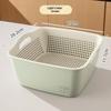 Food Grade Plastic Dual Layer Drain Basket Fine Drain Holes Kitchen Colander Set For Washing Fruits& Vegetables