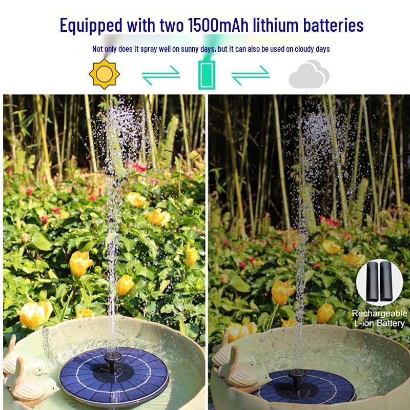 Cross-Border Solar Rechargeable Floating Color Light Fountain Pump for Outdoor Bird Bath and Pool Landscape
