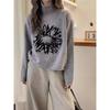 Women's European Retro High Neck Jacquard Sweater - Korean Style, Versatile, Loose Fit Knitwear