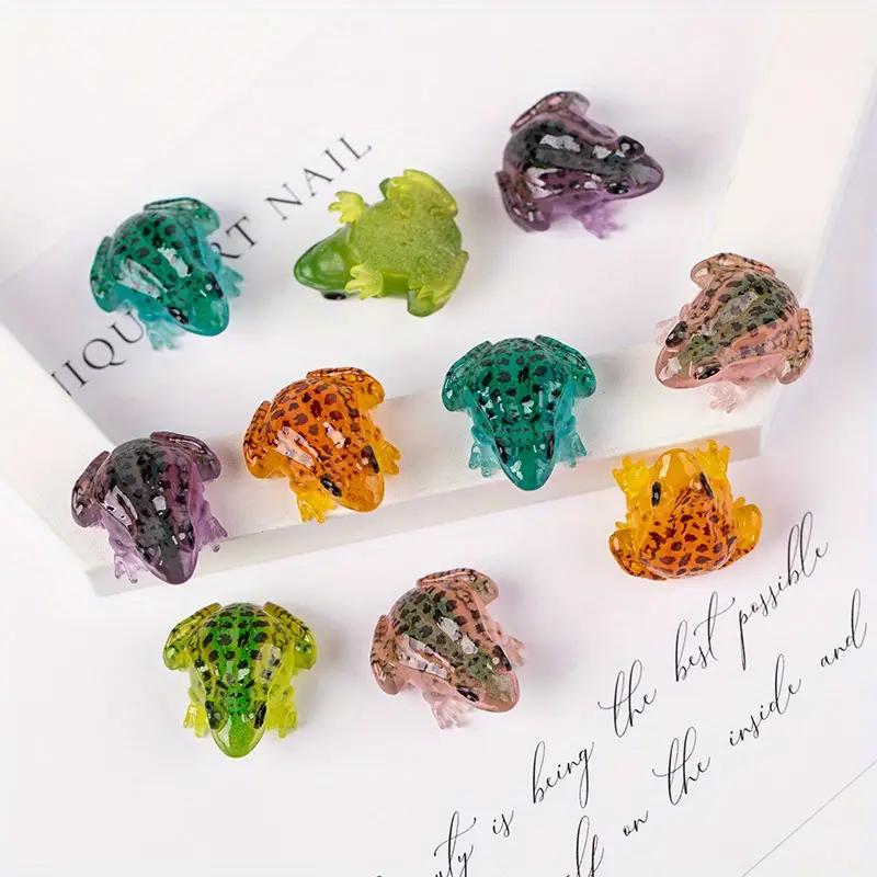 10pcs Glow-in-the-Dark Frog Charms, 3D Resin Accessories for DIY Phone Cases & Keychains, Micro Landscape Decorations