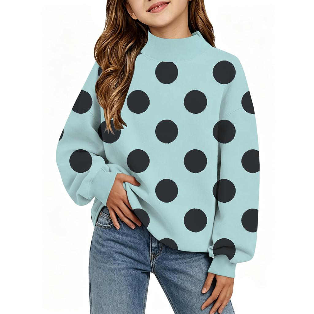 Kids Printed Neck Long Sleeve Raglan Sweatshirt Lightweight Casual Top