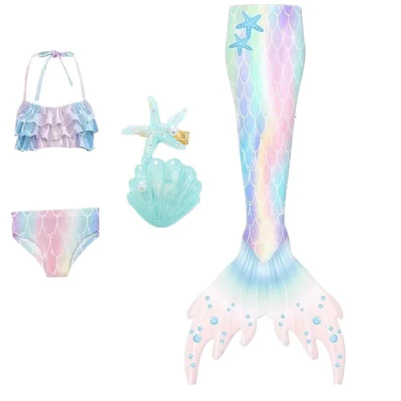Girls Swimming Mermaid Tail Mermaid Costume Dress Cosplay Children Christmas Birthday Gift Fantasy Swimsuit Can Add Monofin Fin