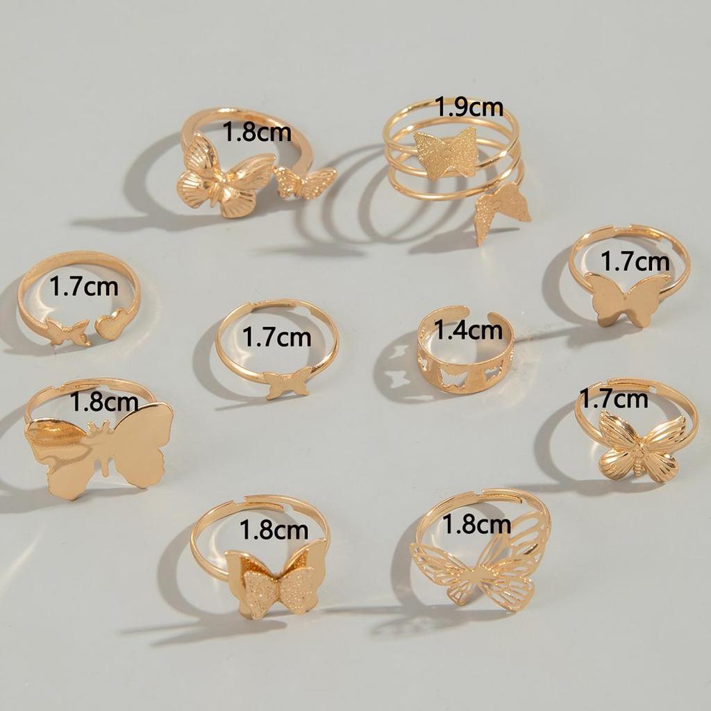 Cross Border Fashion Design Butterfly Opening Multi Joint Ring Set, Niche Elegant Heart Ring