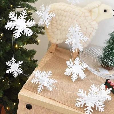 Christmas 12 3D Small Snowflake Decorations With Cardboard String And Pull Pull Pull Decoration