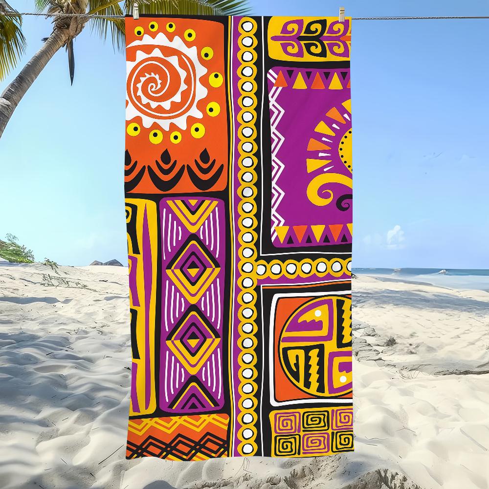 African Style G-Geometric Print Towel Beach Oversized Soft Ultra Absorbent Quick Drying Large Pool Travel Camping Bathroom