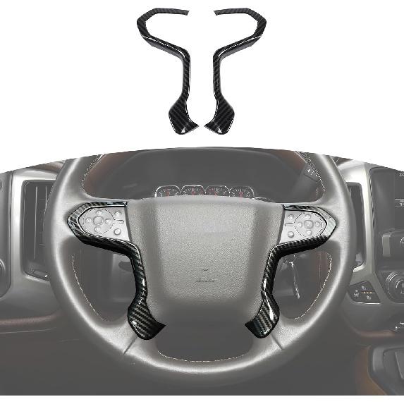 RT-TCZ for Sierra Chrome Steering Wheel Panel Trim Decal for Chevy Silverado/Suburban/Tahoe 2014-2018 for GMC Sierra/Yukon 2014-2018 Chrome Interior чёрный