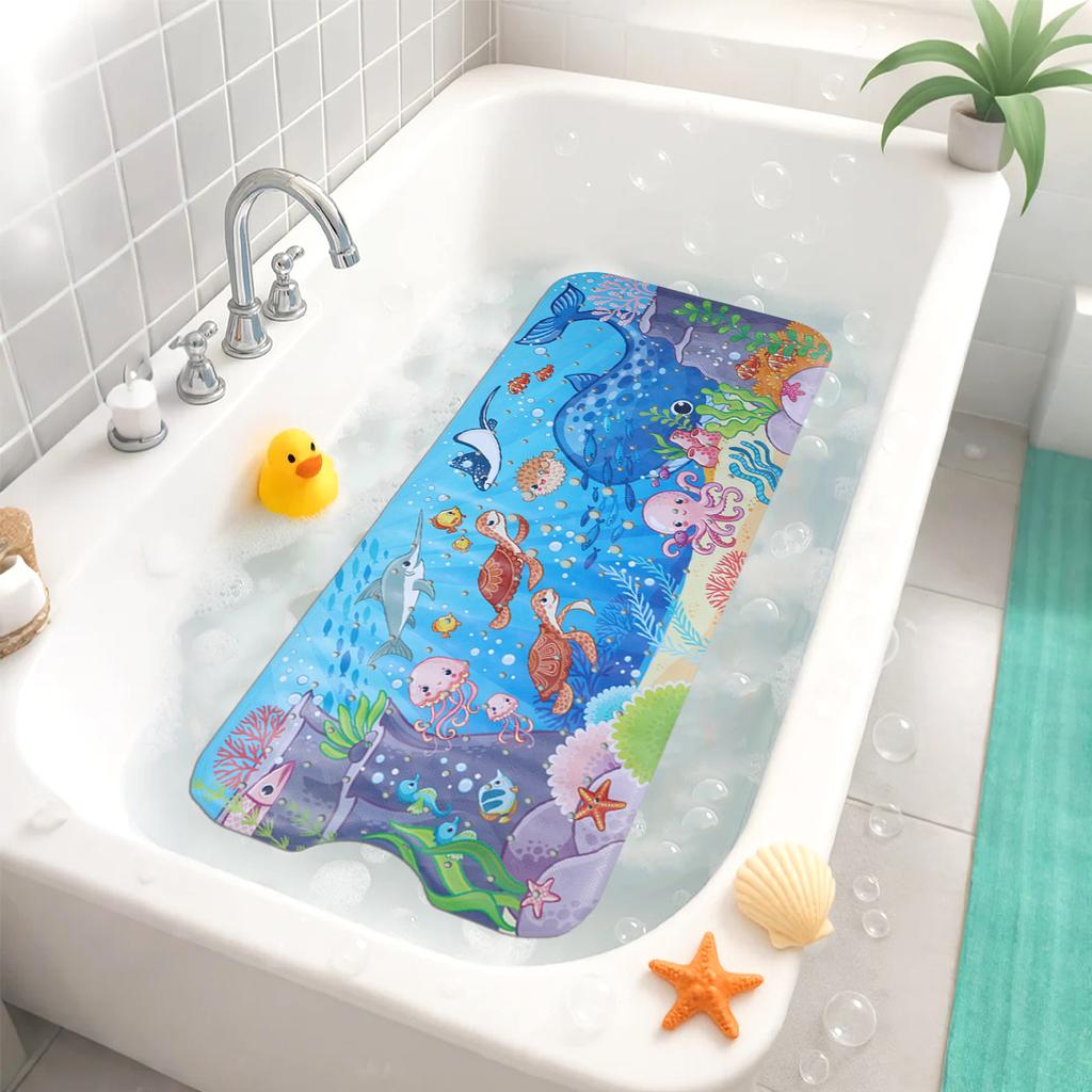 Non-Slip 3D Cartoon Marine Animal Bathtub Cute Marine Whale Bathroom Shower Restroom Mat Decor Bathroom Supplies Carpet