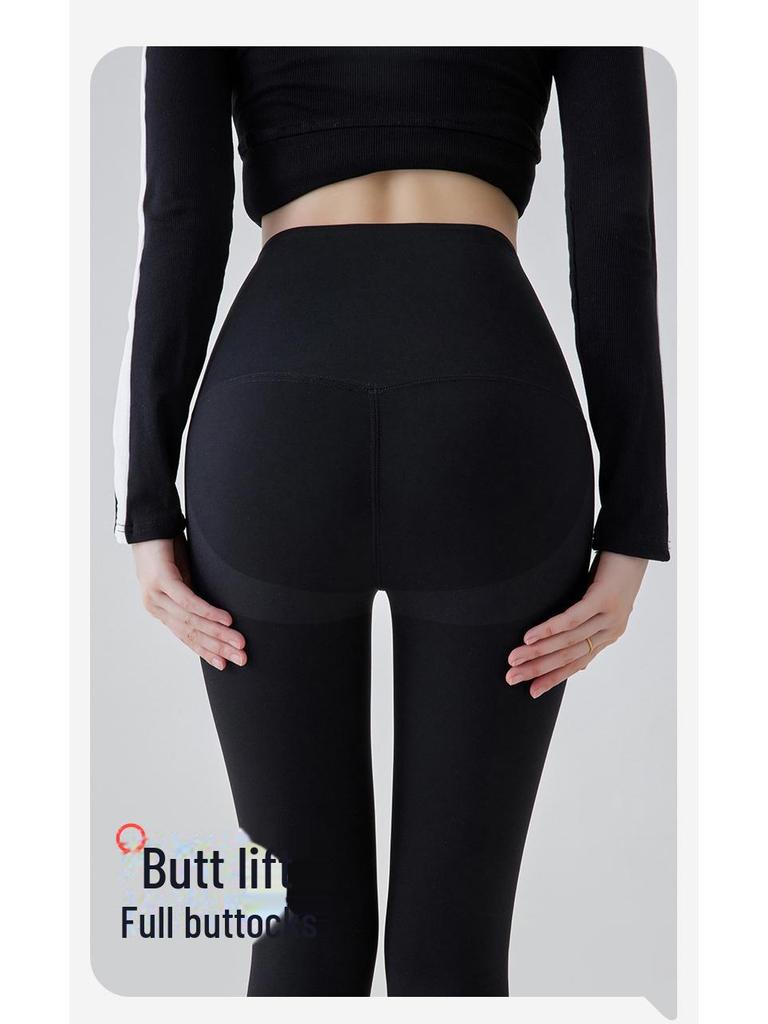 2024 New High-Waist Gray Velvet-Lined Women's Yoga Leggings: Warm Autumn/Winter Wear