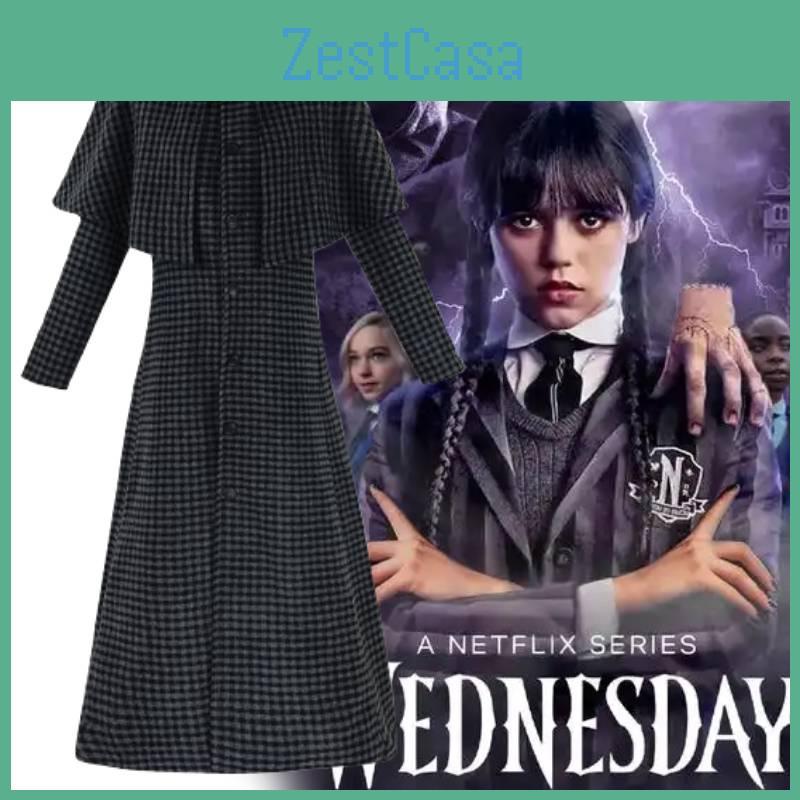 Wednesday Addams Season Two Cosplay Costume With Polyester Blazer For Halloween Parties