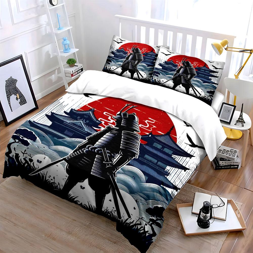 Samurai Art Three-Piece Set Soft Comfortable Duvet Cover Bedding Set Included 1*Duvet Cover & 2*Pillowcases, Gift