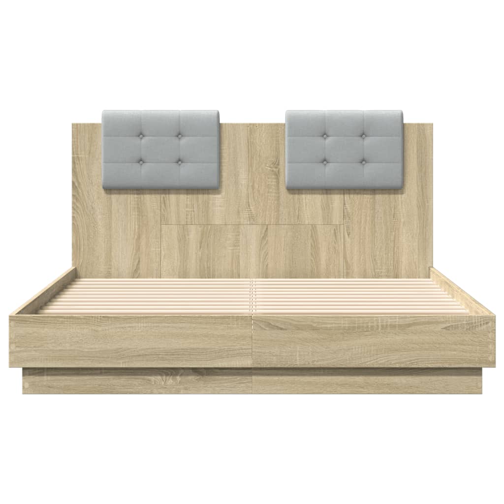 Bed Frame with Headboard Sonoma Oak 120x190 cm Wood Based Panel