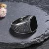 Erkek Siyah Akik Yüzük 12x14mm, Erkek Vintage Sterling Gümüş İnce Takı, Ona Düğün Yüzüğü Hediyesi