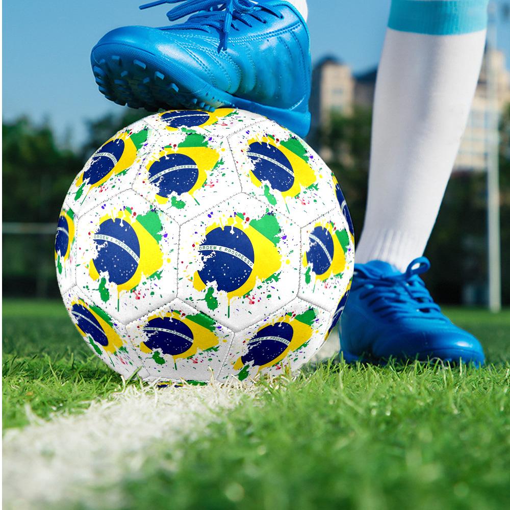 Brazil National Football Team Theme Soccer Ball Size 5 Soccer Ball Soft Touch Professional Training Football for Outdoor Sports