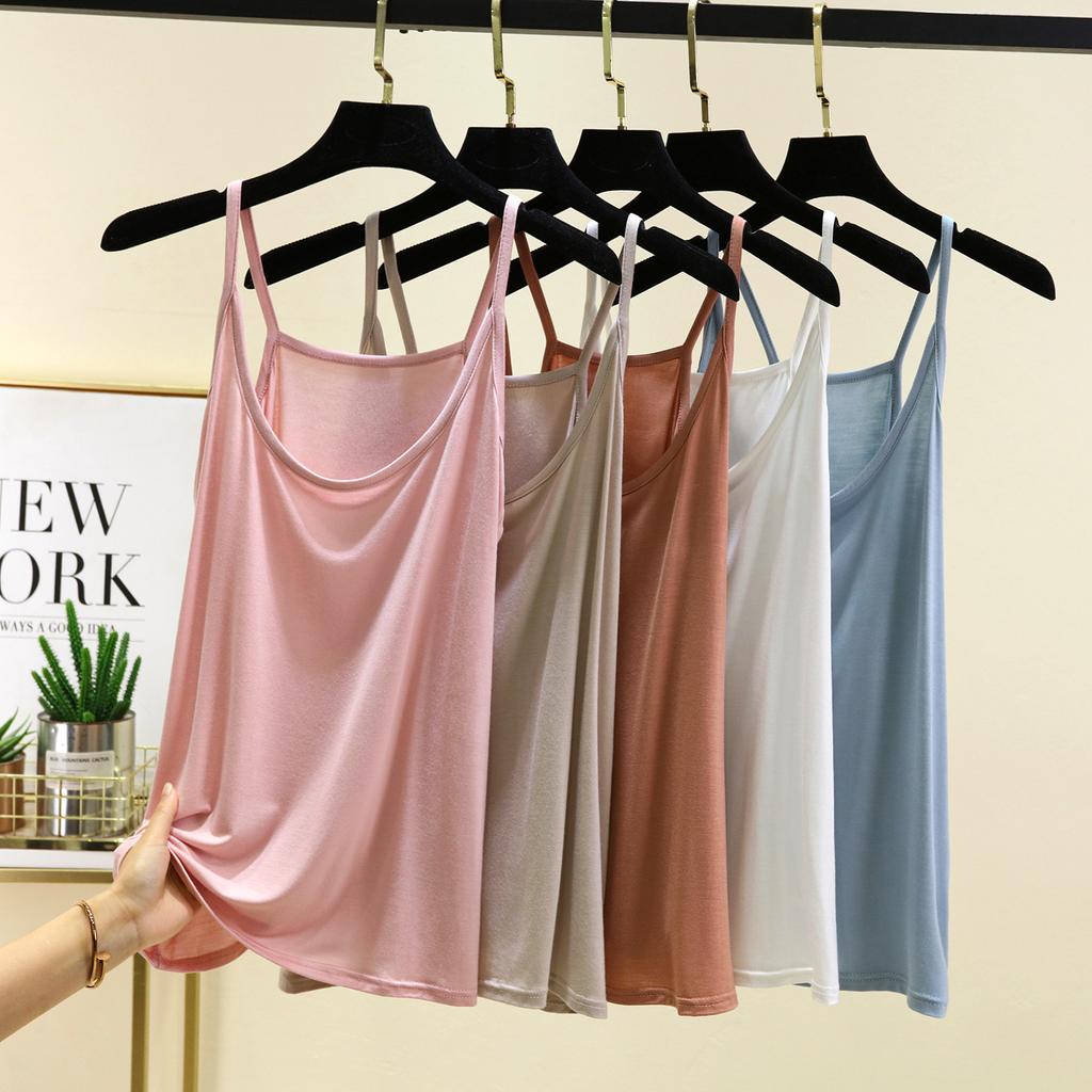 Versatile Suspenders Women's Small Sexy Vest Women's Inner Ice Silk Thin Clothes Slim and Thin Round Neck Suspenders