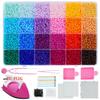 Bügelperlen Set 2,6mm Mini-Perlen 144 Farben All-in-One Set mit Steckplatten, Mini-Bügeleisen, Pinzette Pixel Art DIY Bastelset für Erwachsene