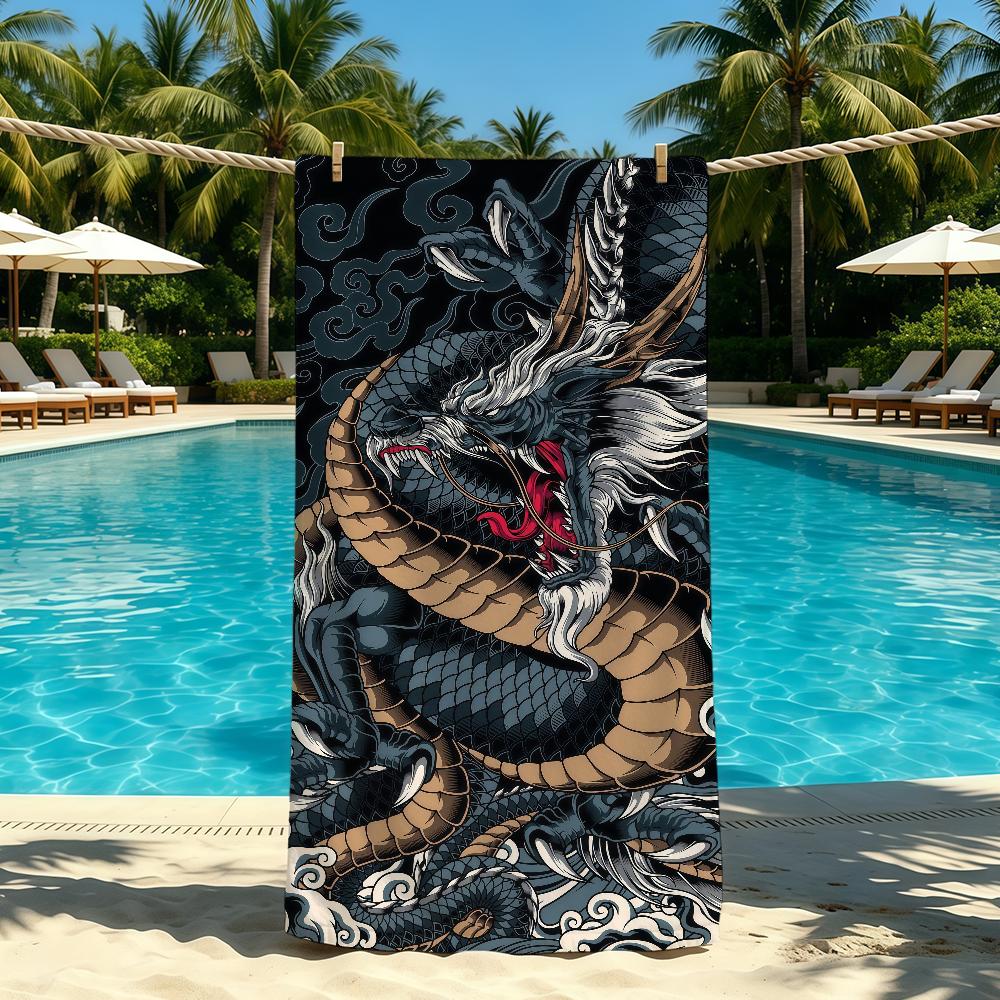 Oriental Dragon Fashion Towel For Outdoor Camping Beach Towel Super Absorbent Quick-Drying Summer Towel