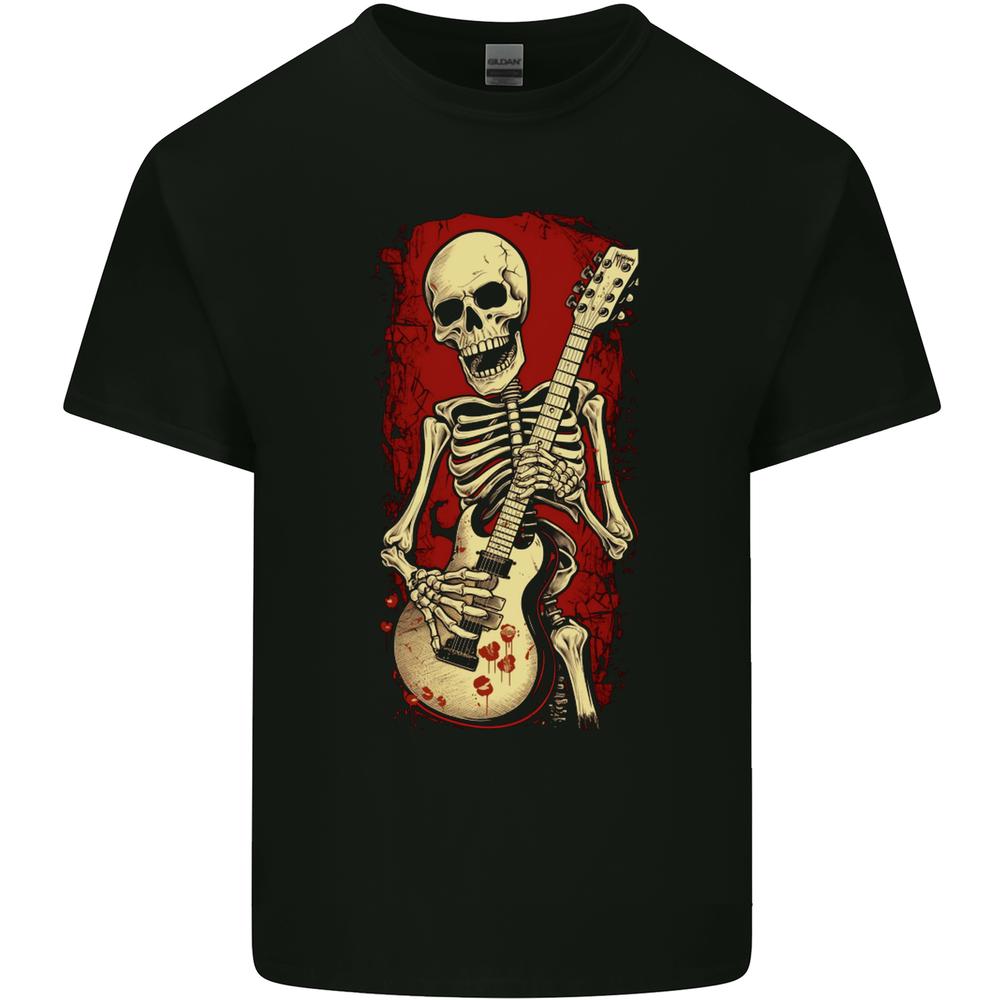 Guitar Playing Skeleton Rock Music Skull Kids T-shirt Boys Girls XXXL