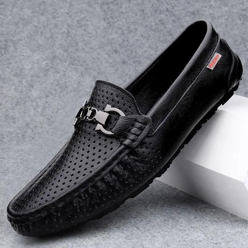 Leather Shoes for Men Non Slip and Waterproof Man Casual Shoe Square Toe Flat High Quality Fashion Pu Classic Original On Sale