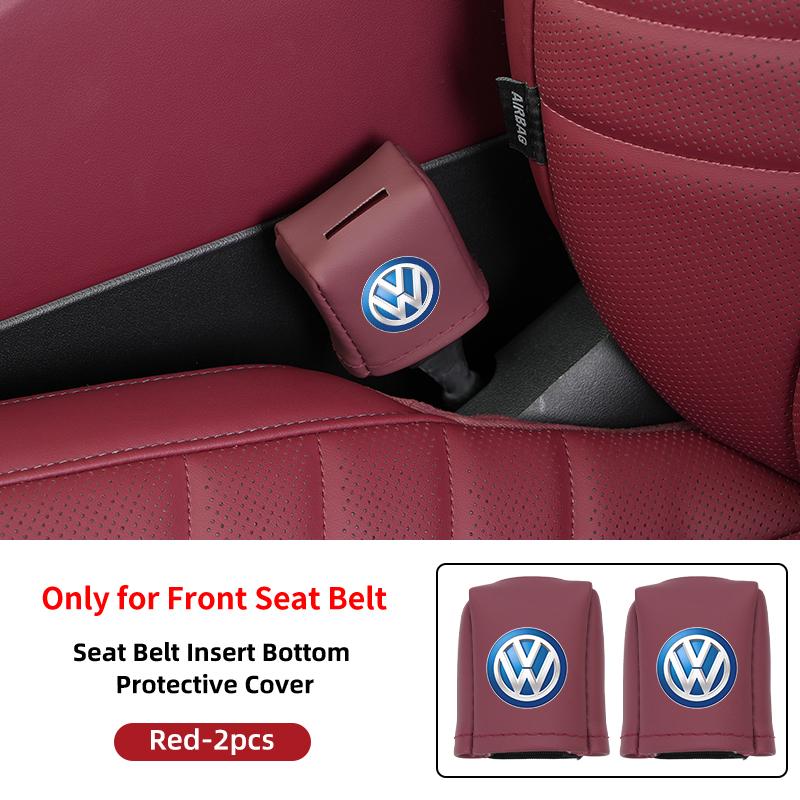 Car Front Fully Wrapped Leather Seatbelt Base Cover Buckle Protector For VW Scirocco Jetta Beetle Golf Passat Polo Tiguan Sharan Zk0