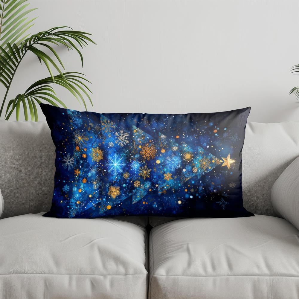 Home Decor Christmas Stars and Snowflakes Pillow Suitable For Sofa Bedroom Car Pillow Cover Cushion Rectangular Back Cushion