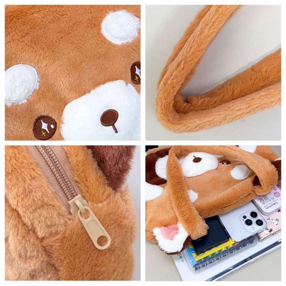 Embroidery Animal Shoulder Bag Cute Red Panda Handbag Lovely Red Panda Plush Bag Girls