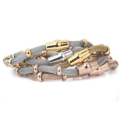 Pulsera de cadena de malla de acero de titanio Pulsera simple de cuentas que combina con todo para mujer