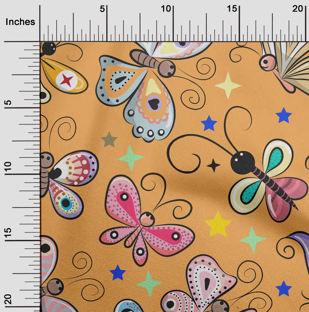 oneOone Cotton Flex Dark Yellow Fabric Butterflies Sewing Fabric By The Yard Printed Diy Clothing Sewing Supplies 40 Inch