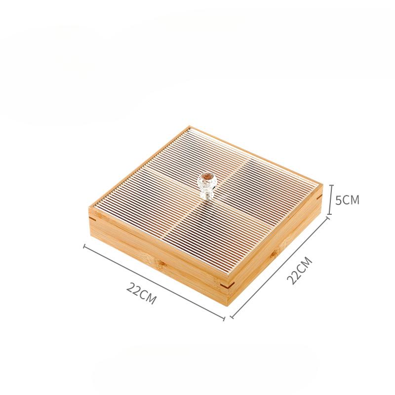 Placă modernă pentru gustări din bambus Tavă cu nouă zăbrele pentru fructe uscate Cutie pentru gustări Acasă japoneză cu capac Tavă de depozitare cu nuci