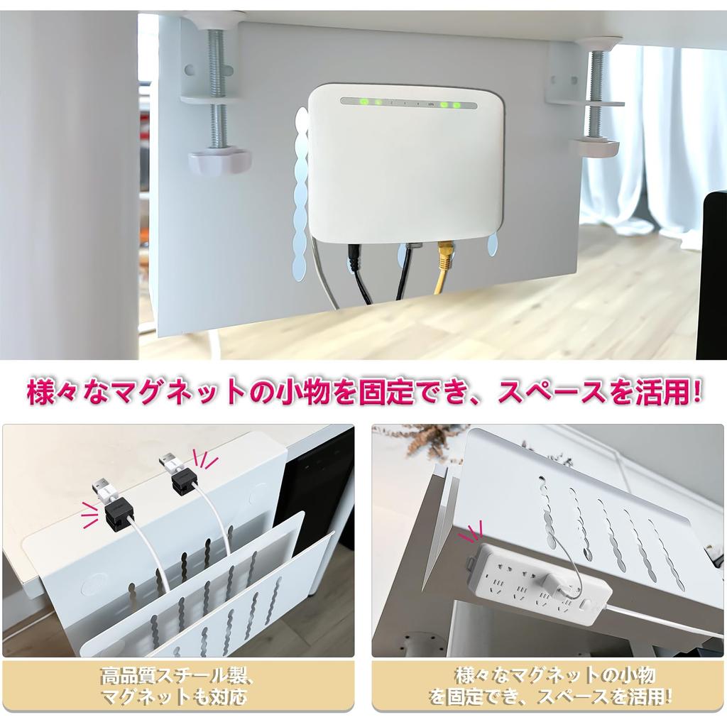 ZGNWRHVA Biurko Stolikowe Ładowanie MacBooka PC 5kg Wagi Ukrywa Organizuje Dokument Stal Bez Wiercenia Pasuje do Blatów Łatwa Instalacja Zacisk, Przechowywanie,