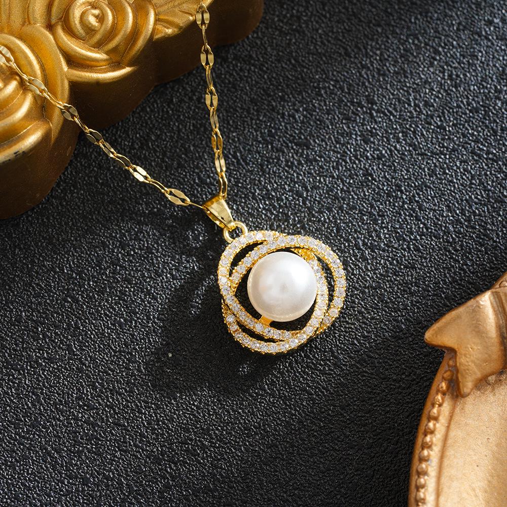 Elegant Copper Bird's Nest Necklace: Luxury Style, Full Diamond, Versatile Clavicle Chain for Women