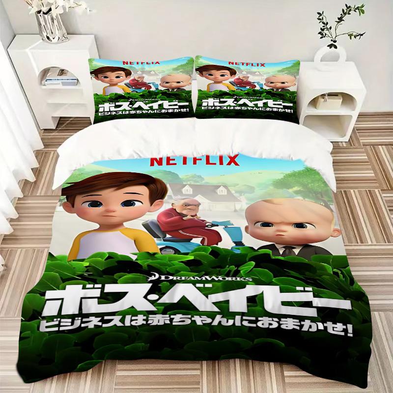 Baby Boss Adventure Print 3Pcs Bedding Setduvet Cover With 2 Bedropillowcase Home Birthday Gift