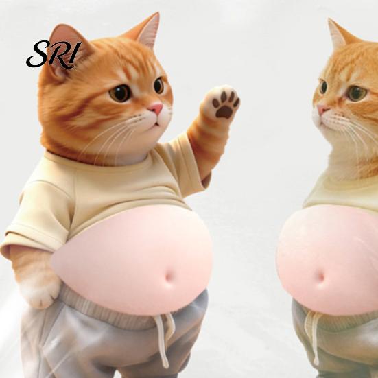 Elastic Tummy Kitten Decal 2Pcs 3D Belly Cat Anti-collision Sticker Anxiety Stress Relief Cartoon Silicone Animal Buffer Motorcycle Decoration