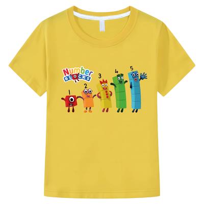 NumberBlocks Print  T Shirt for Kids Boy 10 Years One Piece Cartoon TShirt Summer Cotton Short Tops Kawaii Y2k Kids Clothes Girl