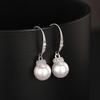 Huitan Imitation Pearl Women Drop Earrings Elegant Wedding Party Inlaid Bright Cubic Zirconia Fashion Lady Accessories Jewelry