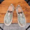New Shoes for Men Canvas Casual Shoes Summer Trend Print Breathable Slip-on Loafers Street Cool Flat Fisherman Shoes