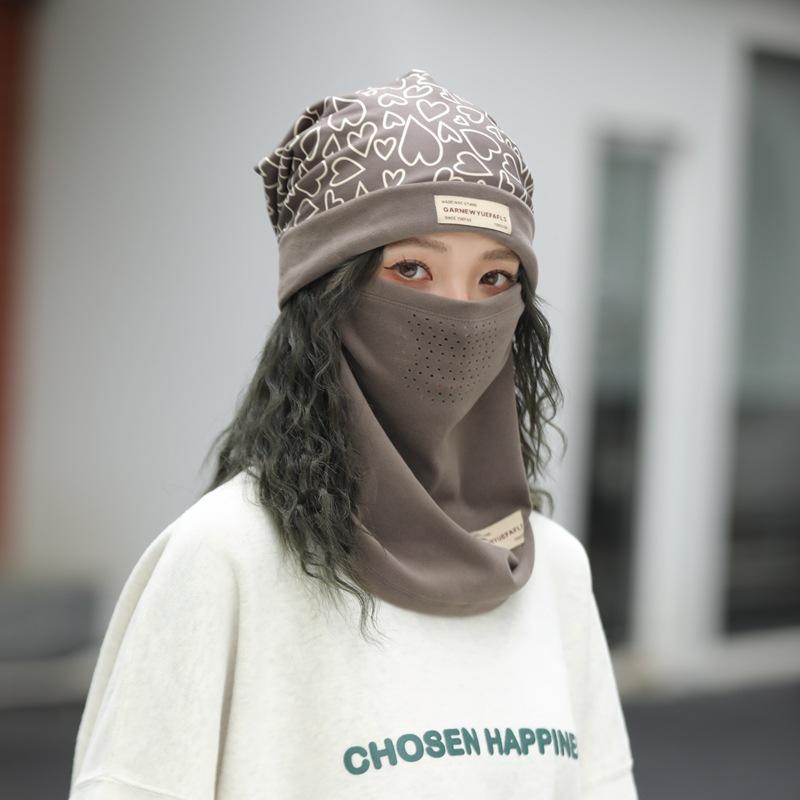 

Шапка с капюшоном и шарфом, комплект плюшевых и утолщенных мужских ветрозащитных масок, теплый головной убор, велосипедный шарф для женщин