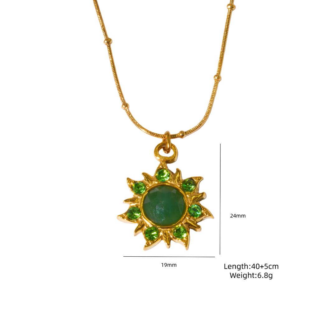 Stainless Steel 18K Gold-plated Colorful Crystal Pendant Necklace, Fashionable and Personalized Jewelry
