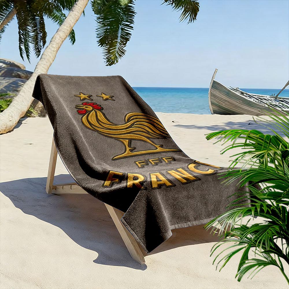 Golden Rooster France Design Beach Towel Quick-drying for Travel Outdoor Sports Jogging Beach and Swimming