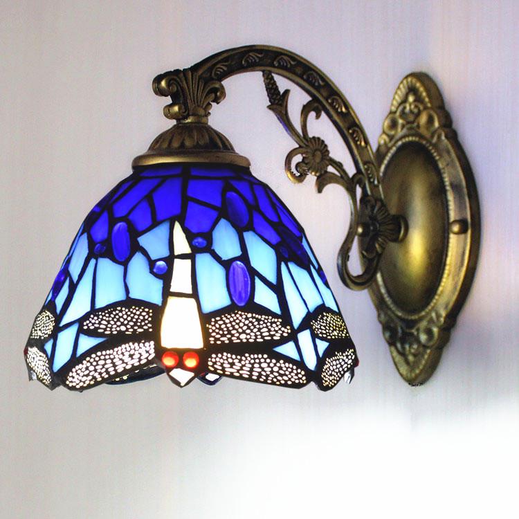 Tiffany LED Wall Light: Dragonfly Design for Bathroom, Bedroom, Hallway, or Balcony