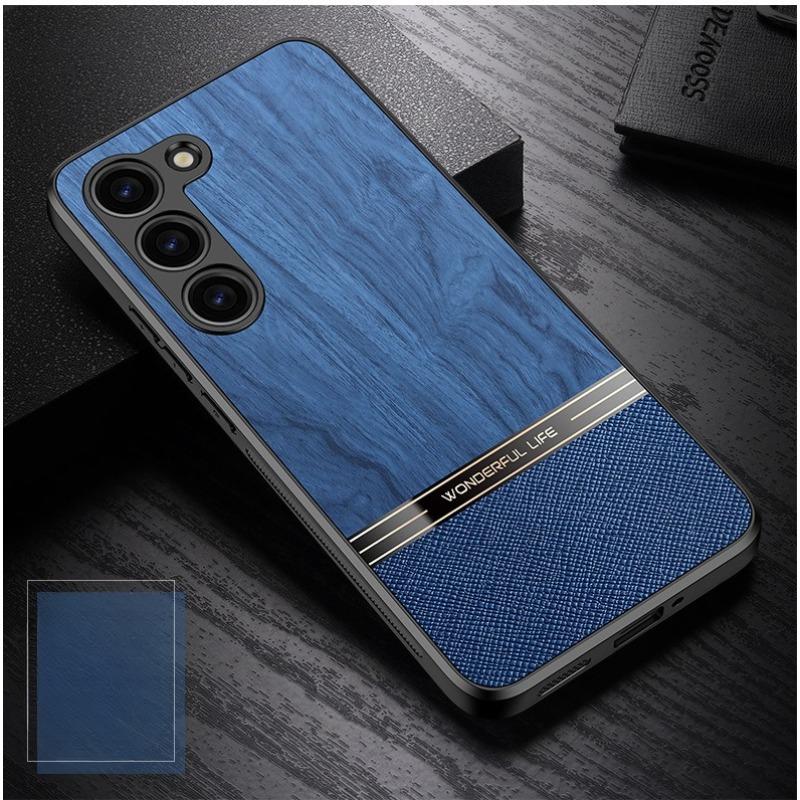 

Suitable for Samsung S23 Mobile Phone Case New S22 Wood Grain Plain Leather S24 Ultra Business S21 Lens Full Inclusive Anti Fall Samsung Galaxy S21