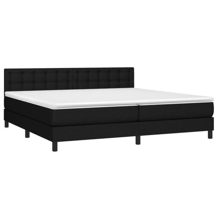 3140403 vidaXL Lit à sommier tapissier avec matelas Noir 200x200 cm Tissu