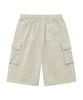 MOZMOZ Stonewashed Cotton Cargo Single-Pleat Wide Shorts Beige
