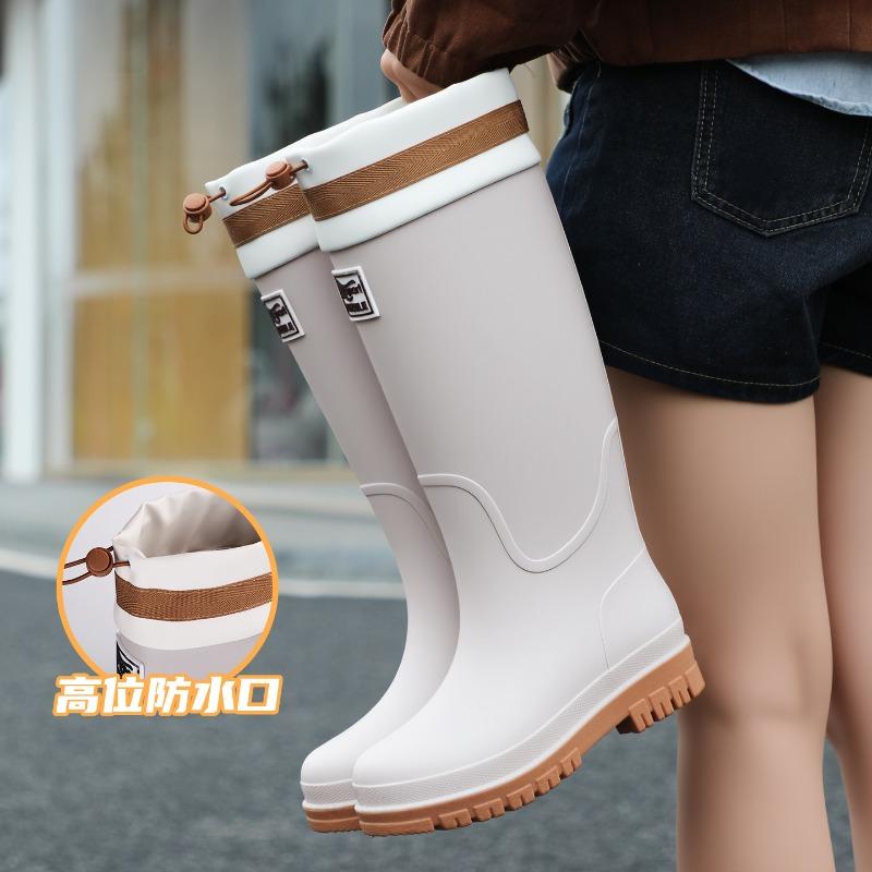 thick-soled wear-resistant rain shoes women's non-slip high-tube rain boots outdoor wading long tube car wash water boots work water shoes